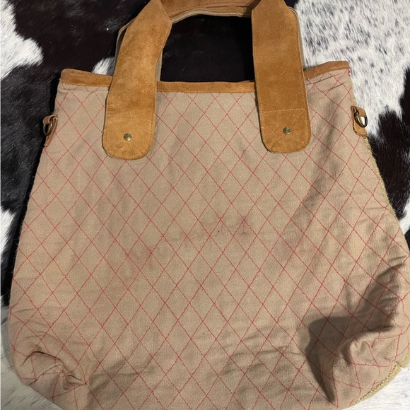 VTG‎ Scully Southwestern Boho Textile Kilim Leather Aztec Shoulder Tote Bag - Picture 6 of 6